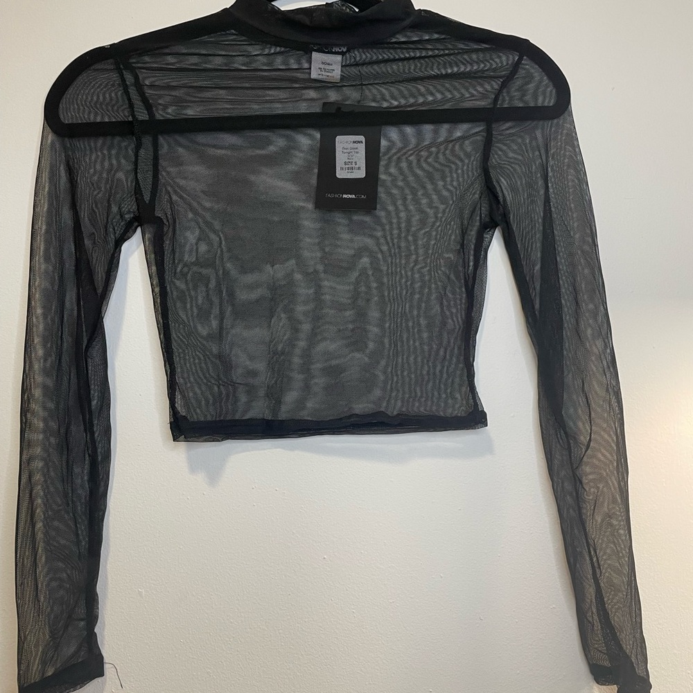 NWT See-Through Long Sleeve Crop Top
